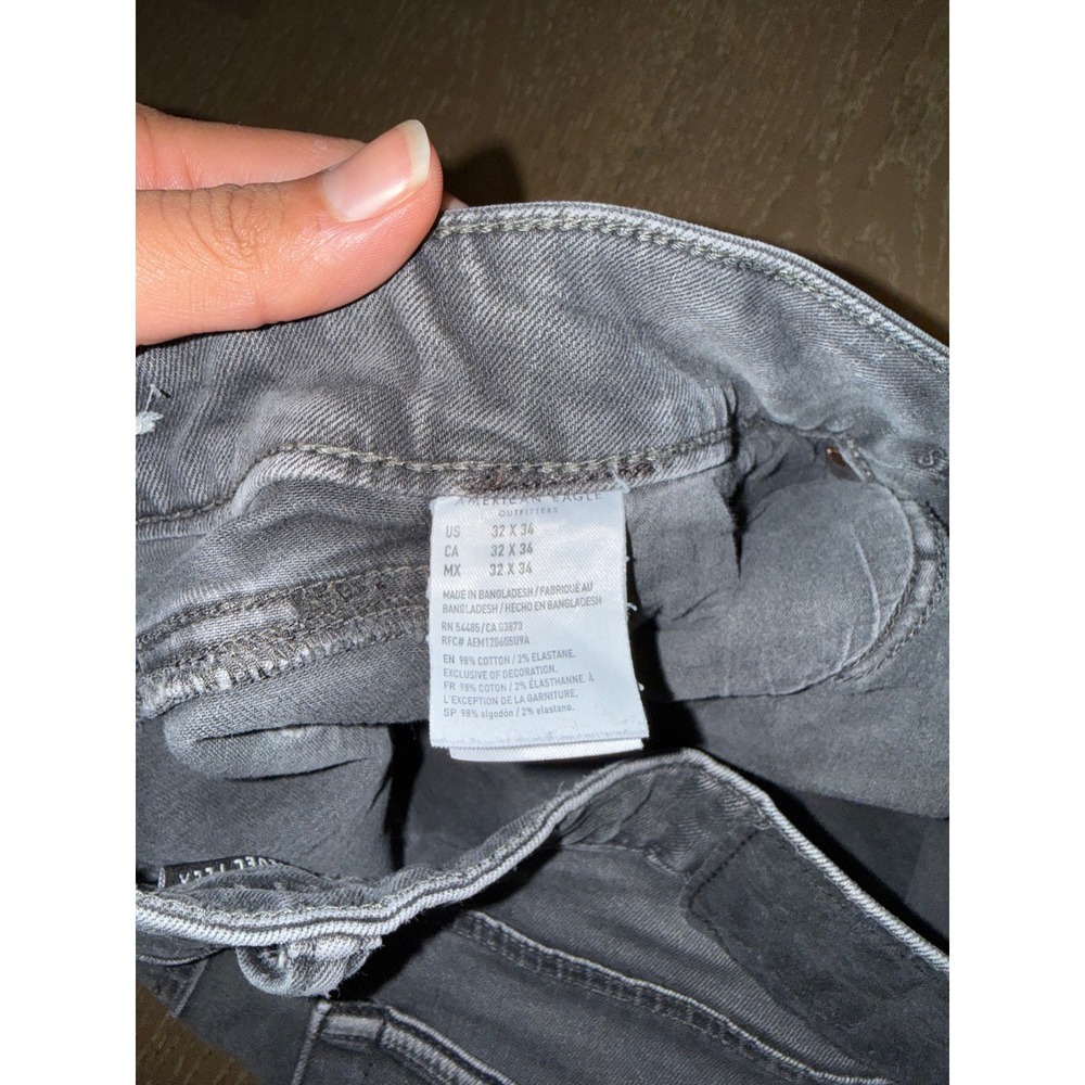 American Eagle Next Level Flex‎ Slim Distressed Black Jeans 32x34 Ripped Denim - Picture 2 of 6